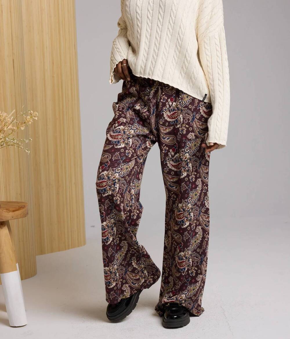 NEW KNOWN SUPPLY thorn wide leg pants in paisley
